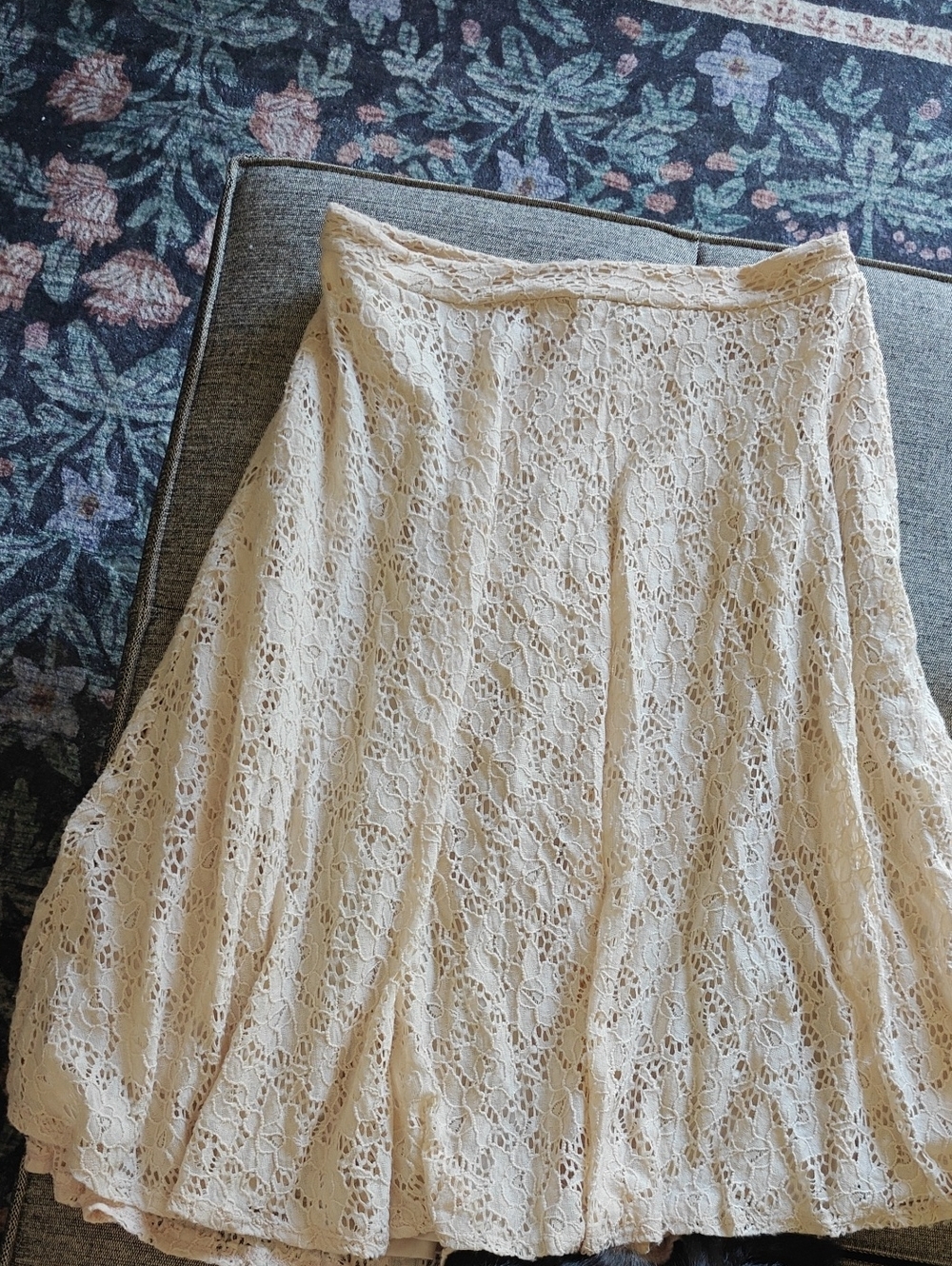 The Vanity Room Cream Lace A-Line Skirt